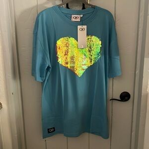 Queer Eye Cyan Sequin Tee XL NWT